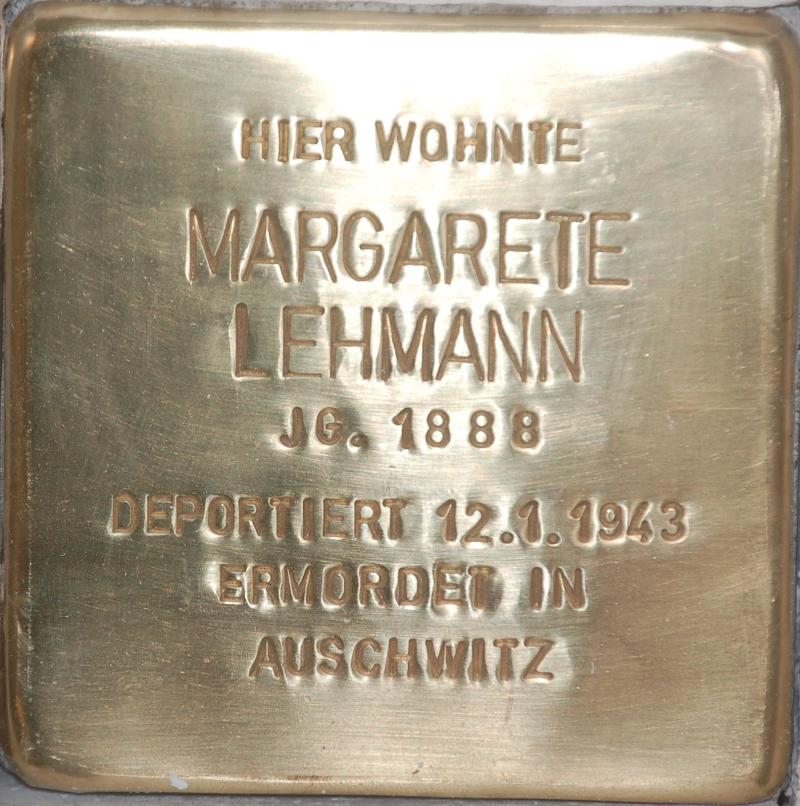 Stolperstein von Margarete Lehmann