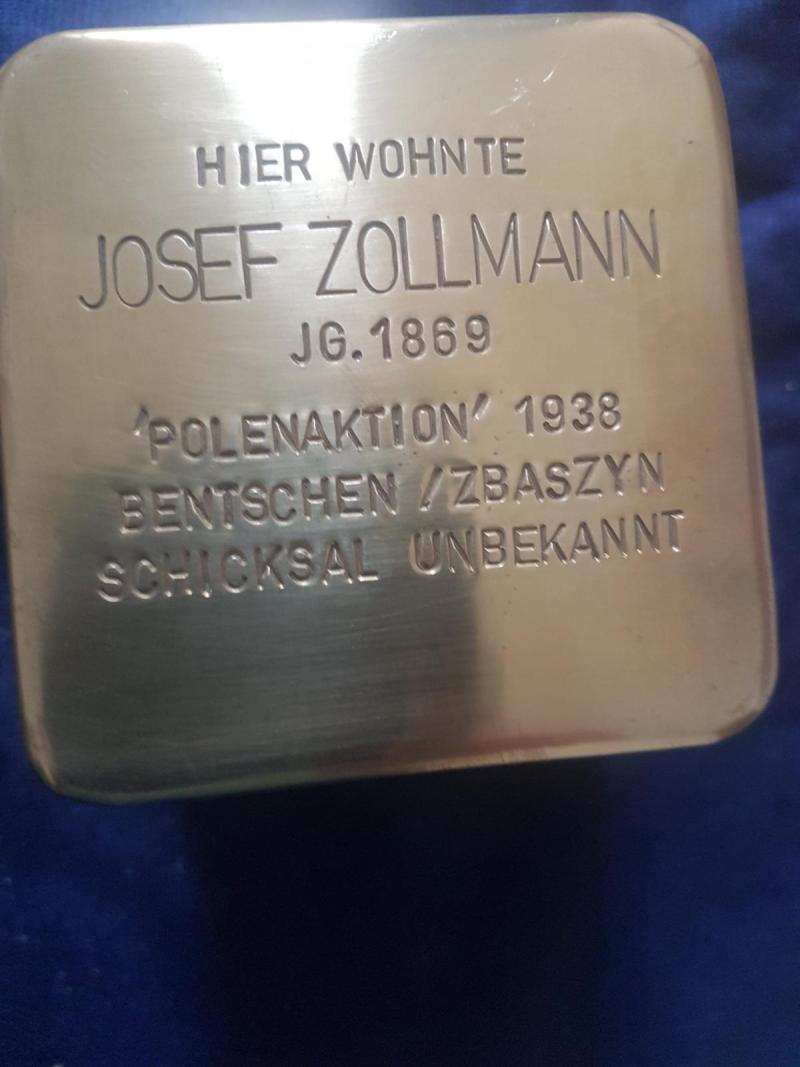 Stolperstein Josef Zollmann, Foto: Initiative