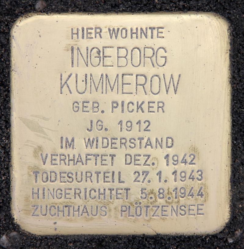 Stolperstein für Ingeborg Kummerow © OTFW