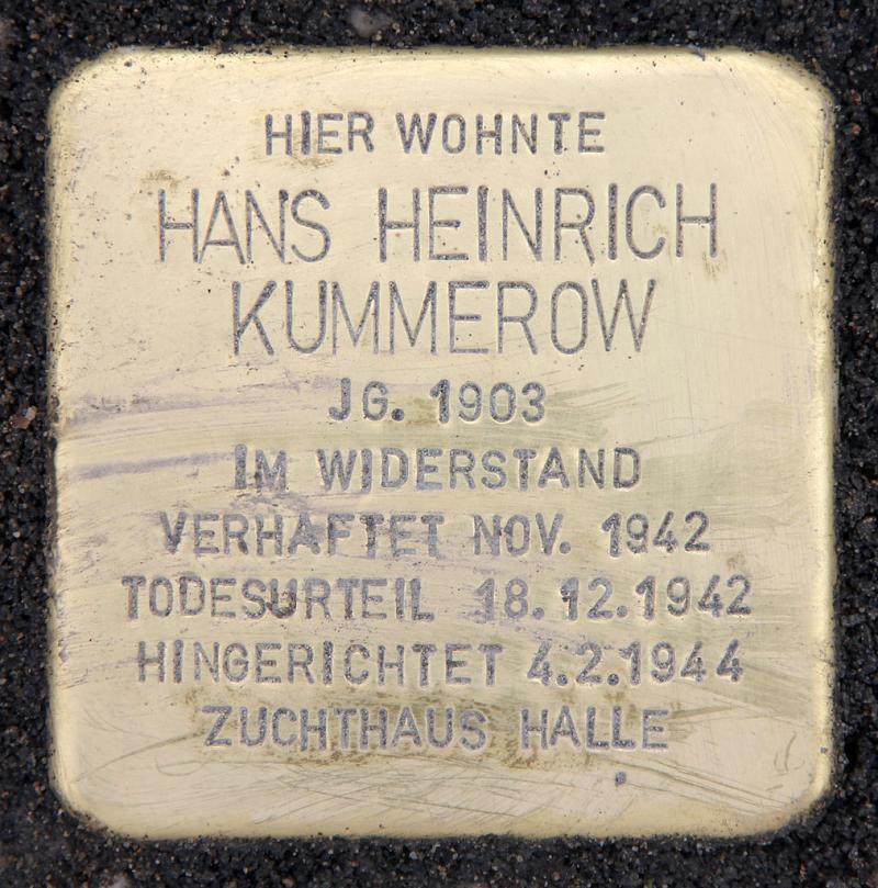 Stolperstein für Hans Heinrich Kummerow © OTFW