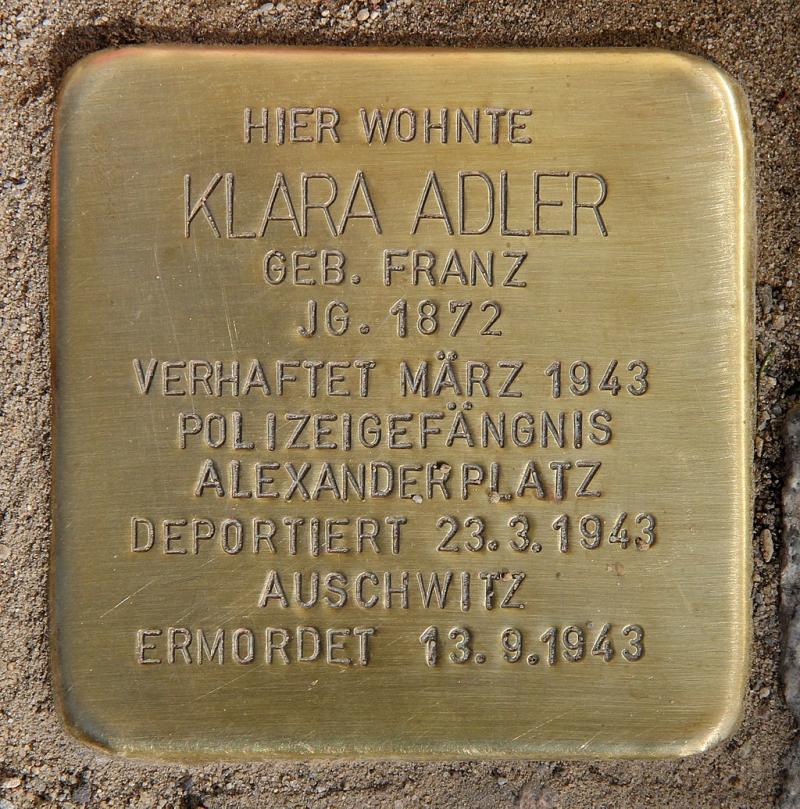 Stolperstein für Klara Adler © OTFW