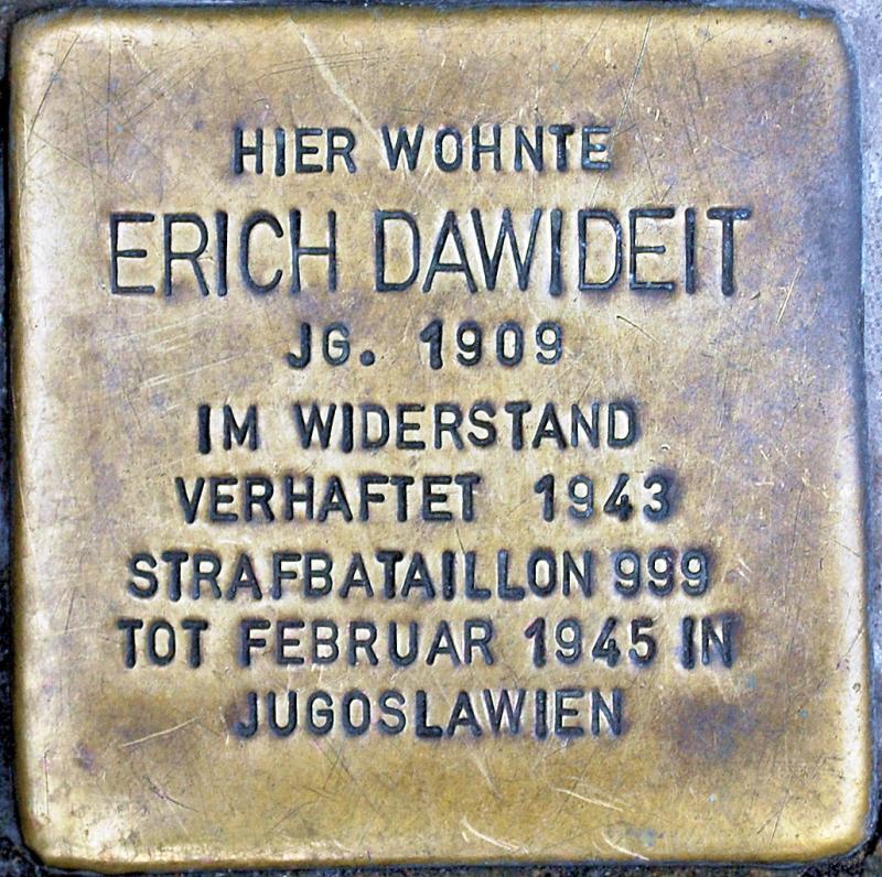 Stolperstein Erich Dawideit © OTFW