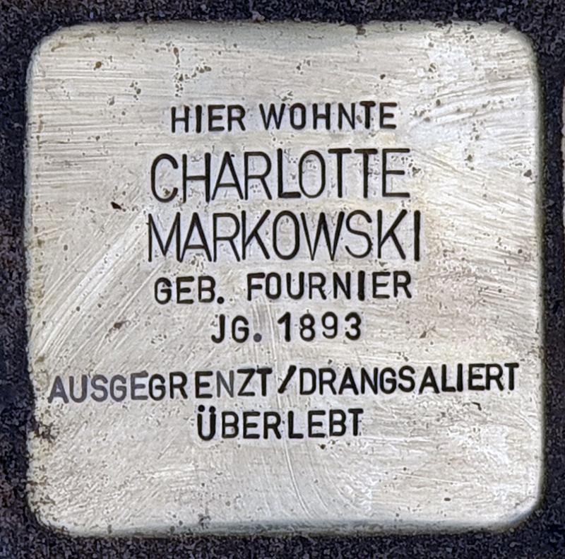 Stolperstein Charlotte Markowski © OTFW