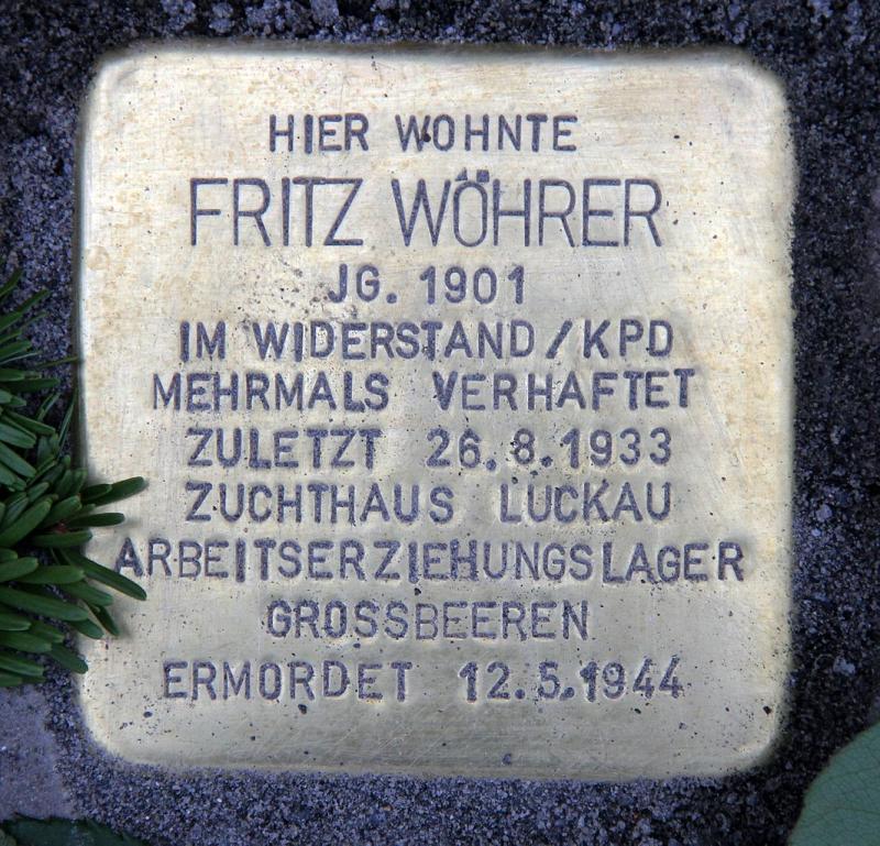 Stolperstein für Fritz Wöhrer © OTFW