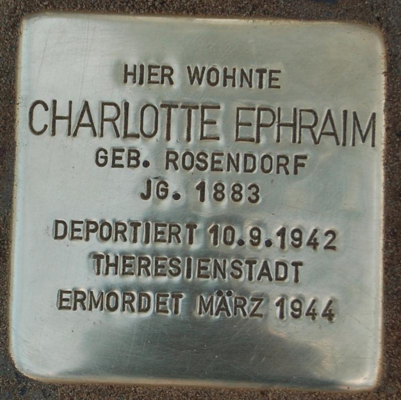 Stolperstein für Charlotte Ephraim; Foto: Initiative Steglitz-Zehlendorf
