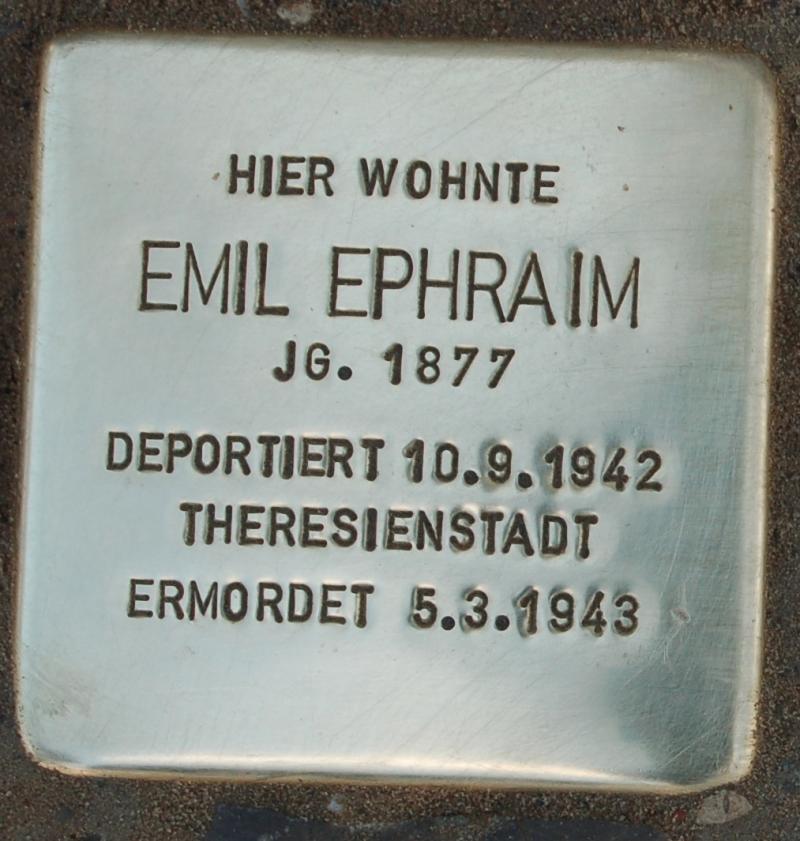 Stolperstein für Emil Ephraim; Foto: Initiative Steglitz-Zehlendorf