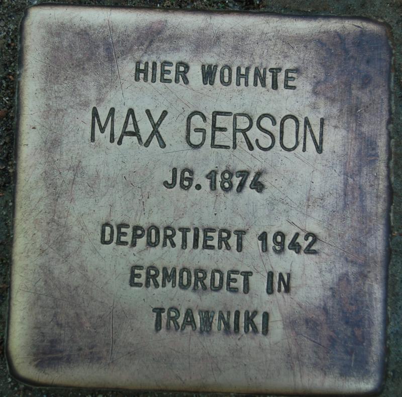 Stolperstein für Max Gerson - Foto: Projekt-Stolpersteine Teltow-Zehlendorf
