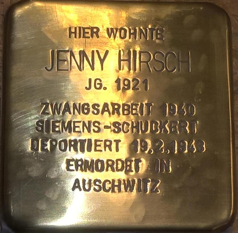 Stolperstein Jenny Hirsch (c) Projekt-Stolpersteine Teltow-Zehlendorf