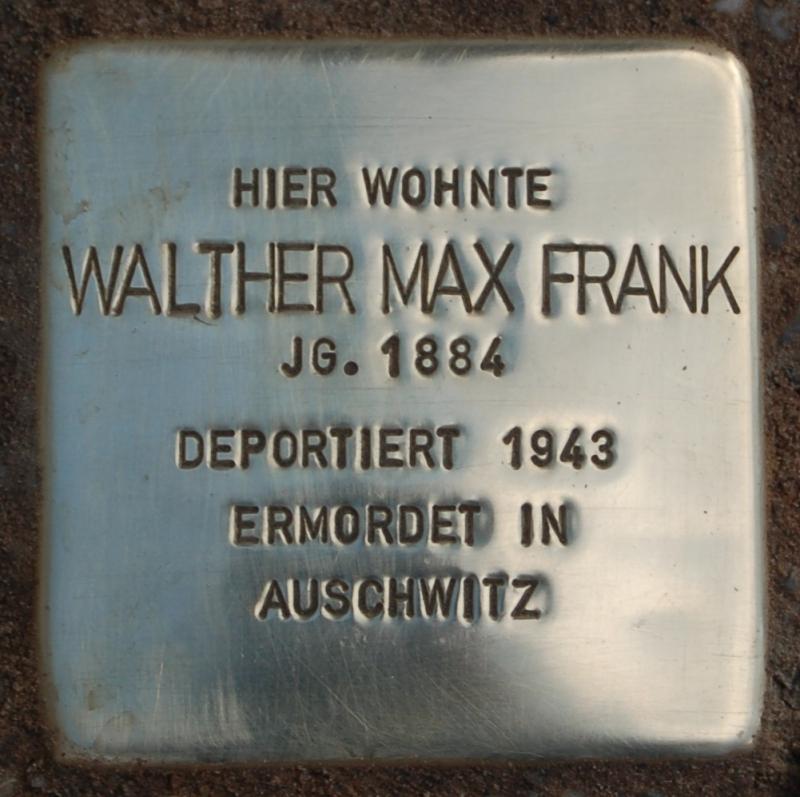 Stolperstein von Walther Max Frank