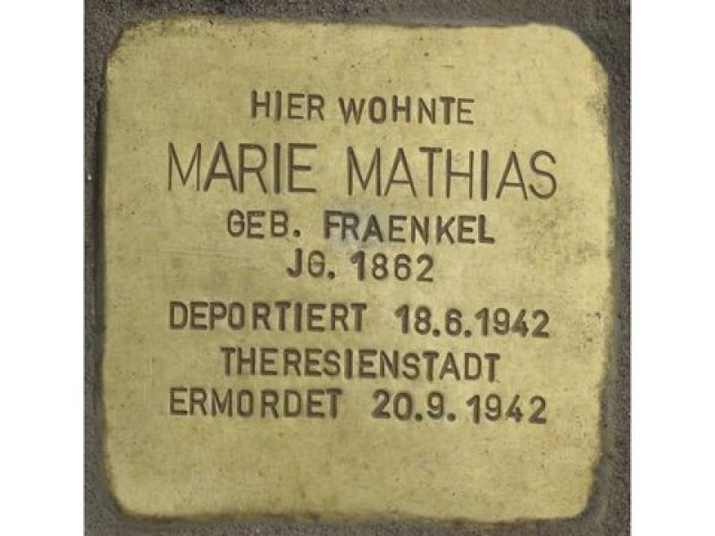 Stolperstein Marie Mathias; Bild: H.-J. Hupka 