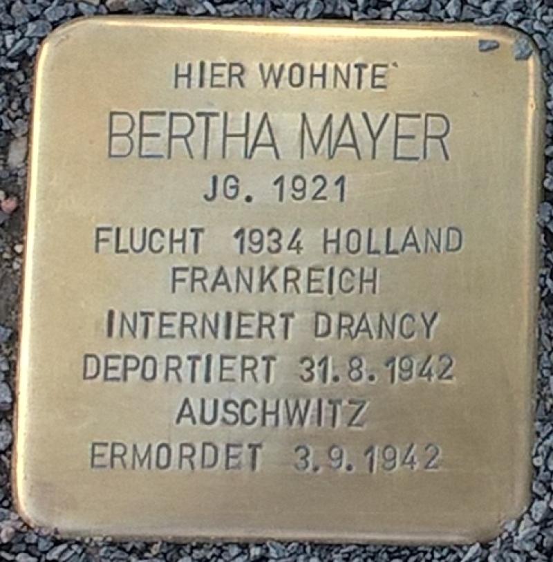 Stolperstein für Bertha Mayer (c)Projekt-Stolpersteine
