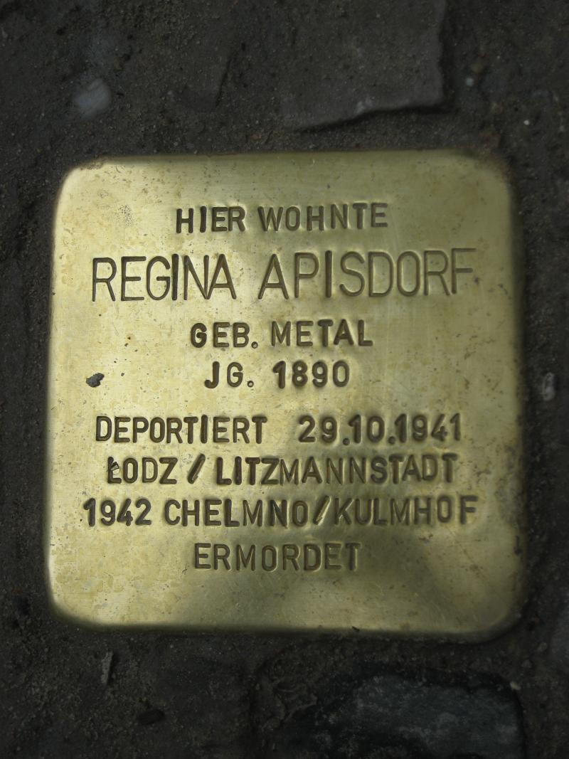 Stolperstein Regina Apisdorf © Initiative Charlottenburg-Wilmersdorf, September 2013