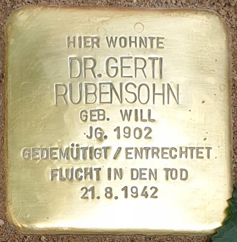 Stolperstein für Dr. Gerti Rubensohn, geb. Will