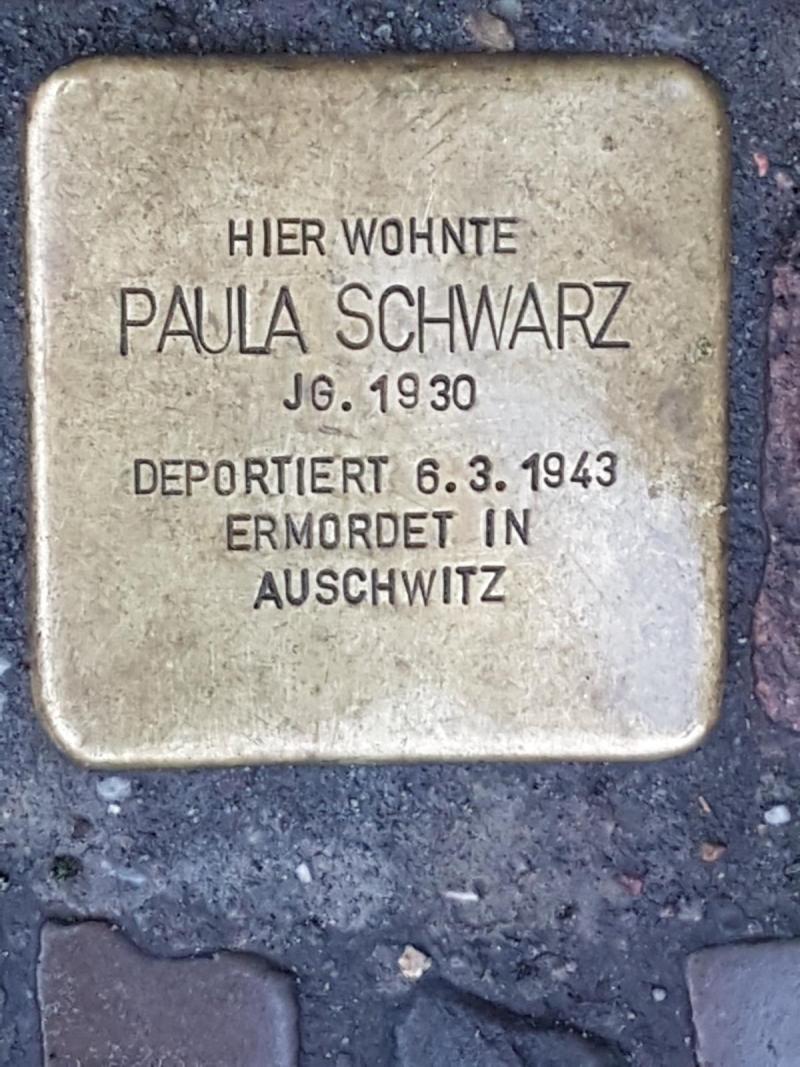 Stolperstein Paula Schwarz, Foto: Initiative