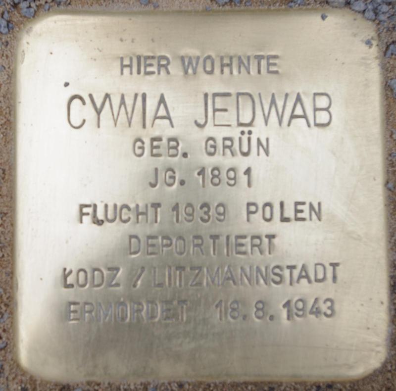 Stolperstein für Cywia Jedwab
