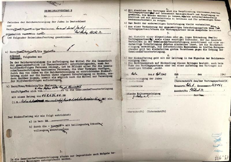 Heimeinkaufsvertrag © Landesentschädigungsamt Berlin