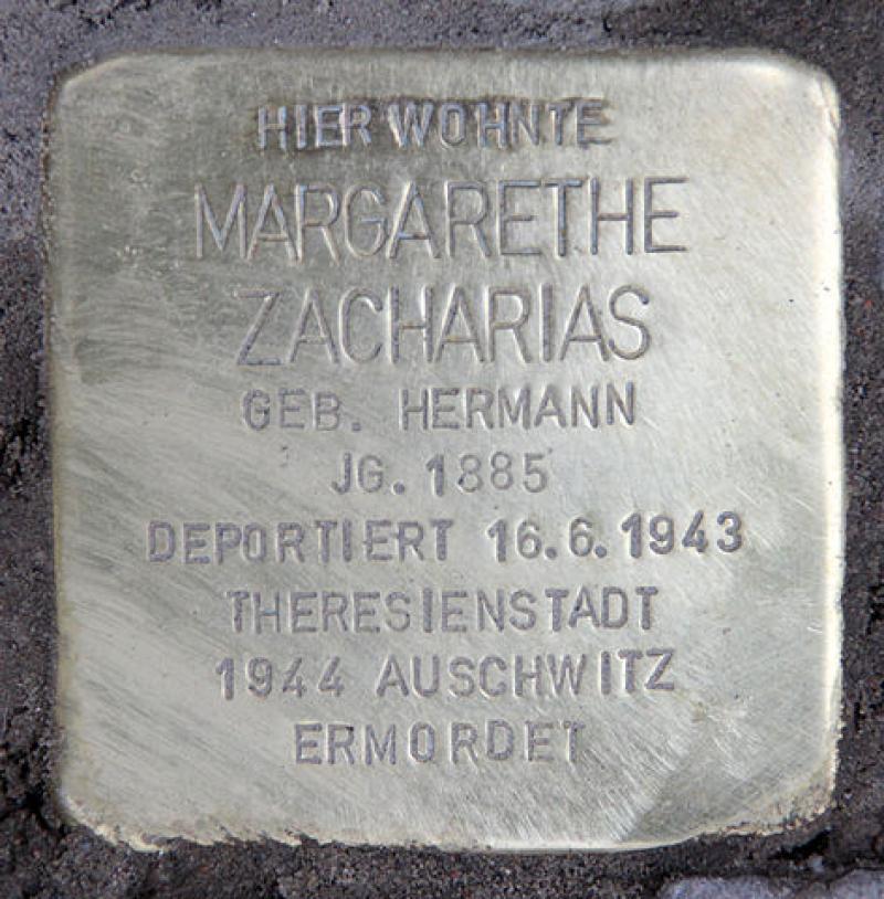 Stolperstein für Margarethe Zacharias