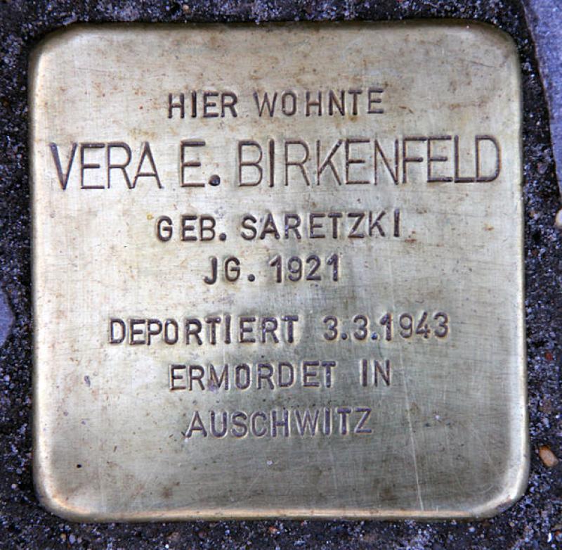 Stolperstein für Vera Ernestine Birkenfeld.