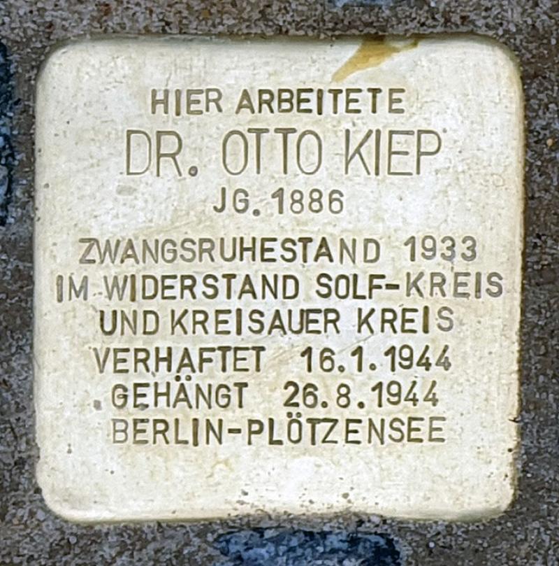 Stolperstein für Otto Kiep  © OTFW