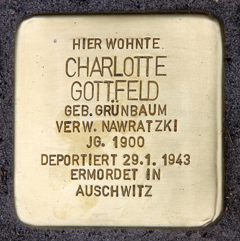 Stolperstein Charlotte Gottfeld © OTFW Berlin