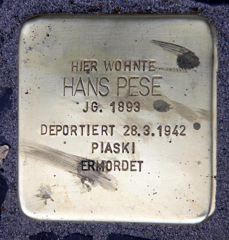 Stolperstein für Hans Pese, Foto: OTFW