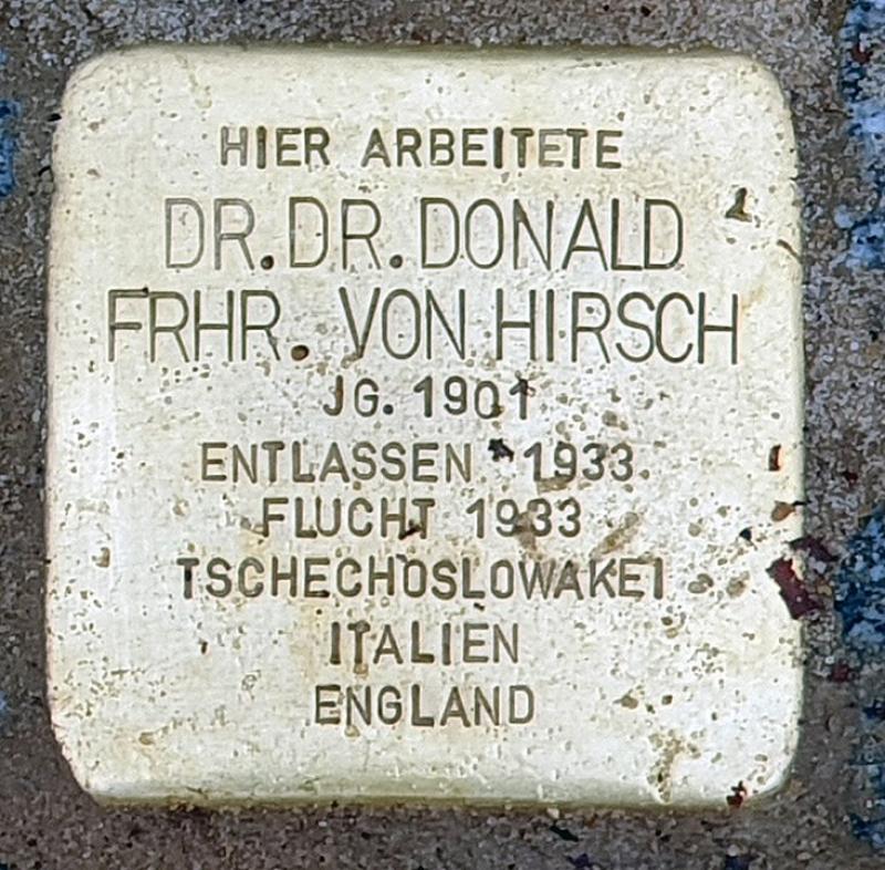 Stolperstein für Donald von Hirsch © OTFW