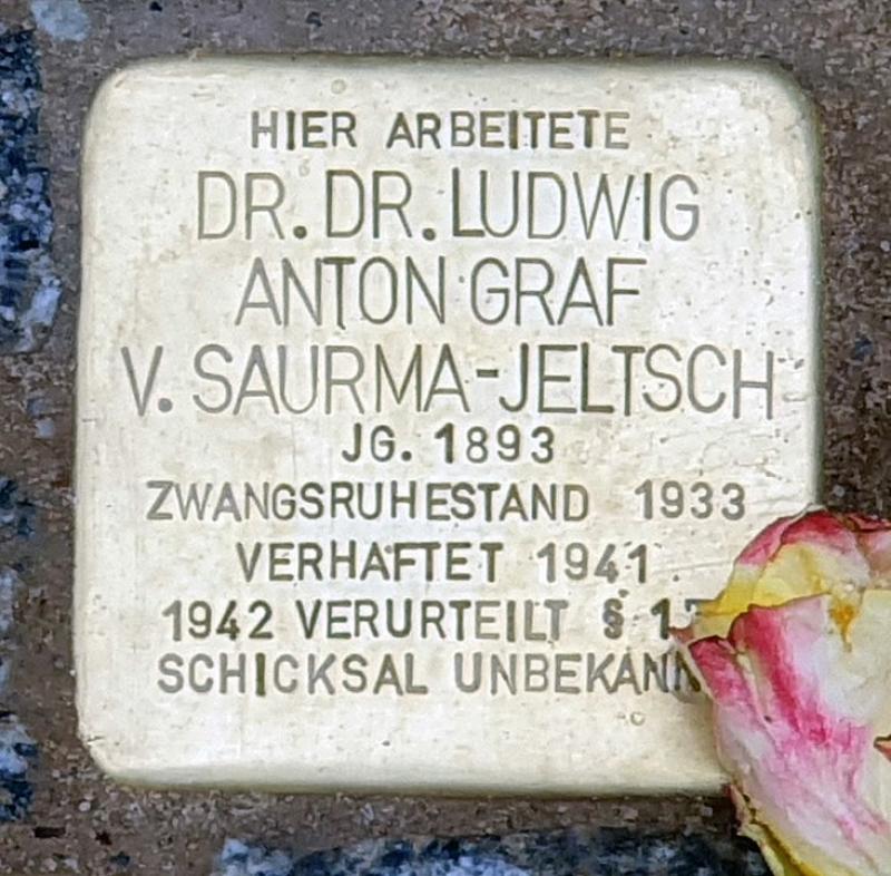 Stolperstein für Ludwig Anton v. Saurma-Jeltsch © OTFW