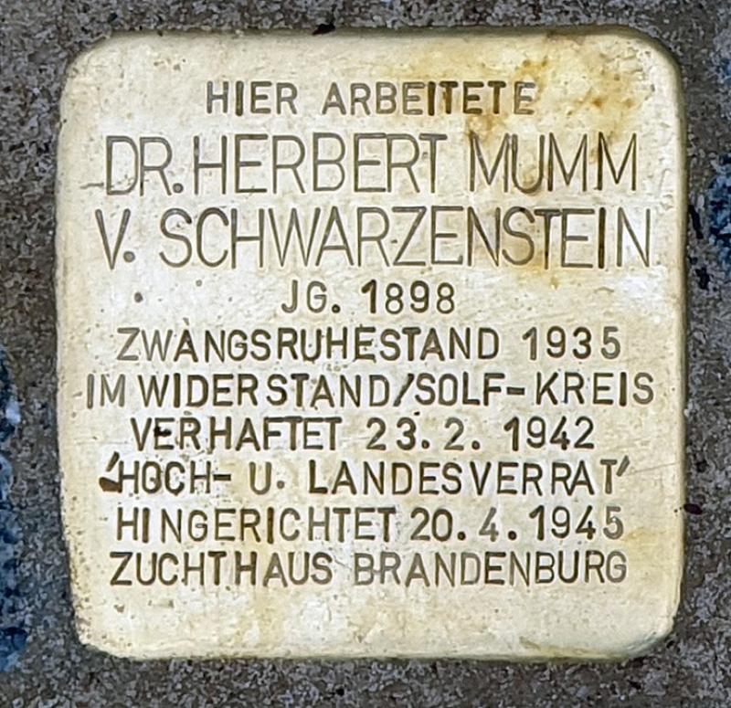 Stolperstein für Herbert Mumm von Schwarzenstein  © OTFW
