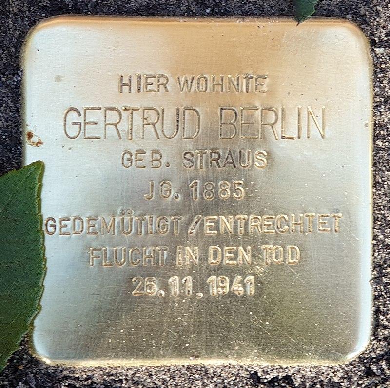 Stolperstein für Gertrud Berlin, Foto: OTFW