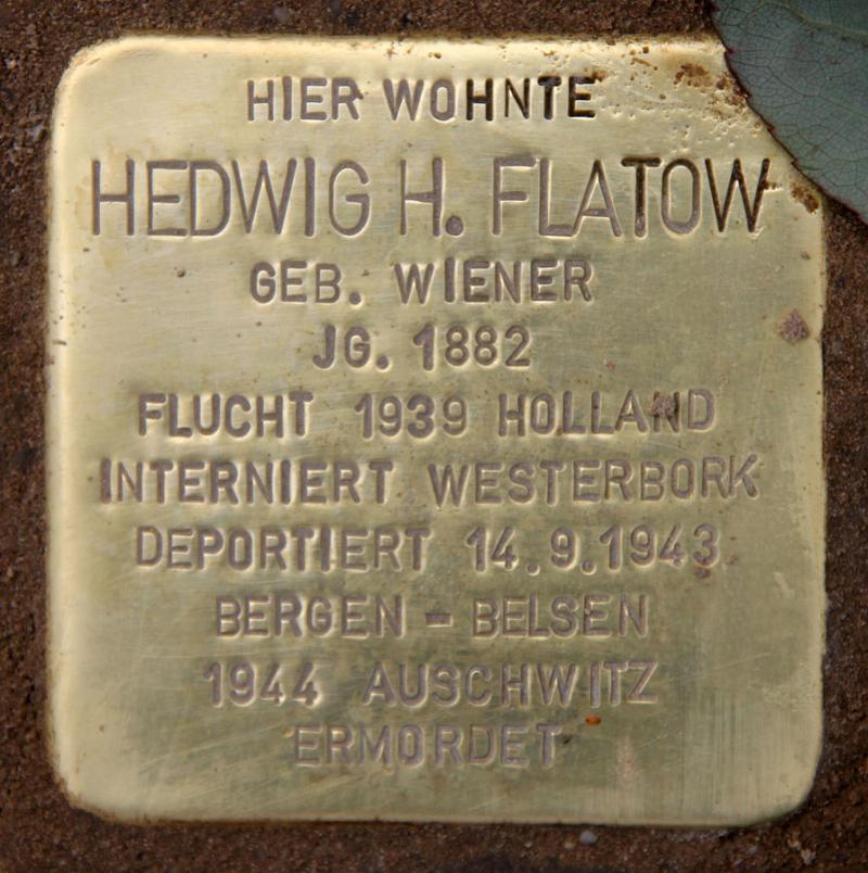 Stolperstein Hedwig H. Flatow  © OTFW