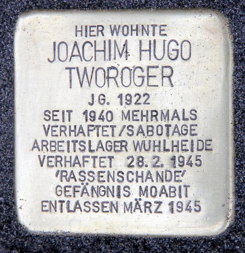 Stolperstein Joachim Hugo Tworoger © OTFW