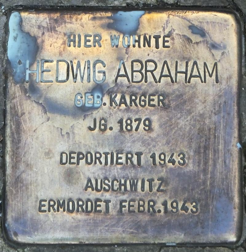 Stolperstein für Hedwig Abraham © H.-J.Hupka, 2015