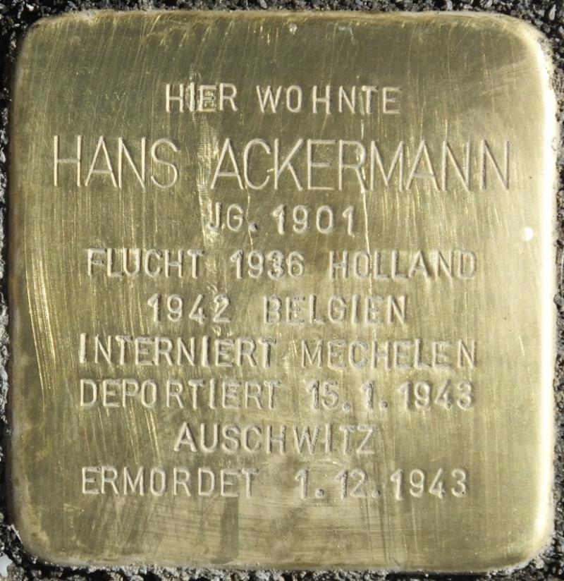 Stolperstein Hans Ackermann Bild: Stolpersteine-Initiative CW, Hupka