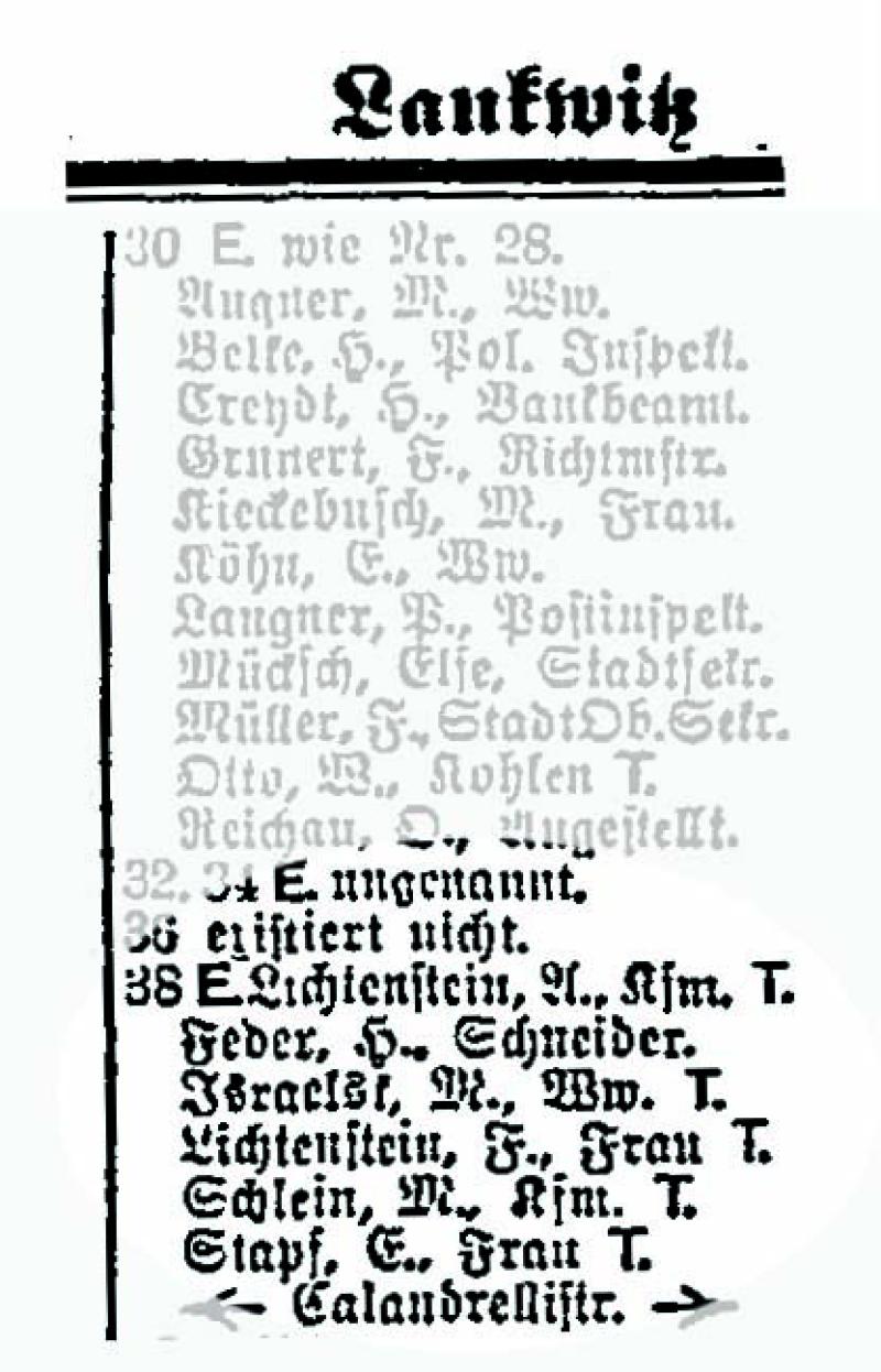 Eintrag Martha Israelskis im Adressbuch 1940