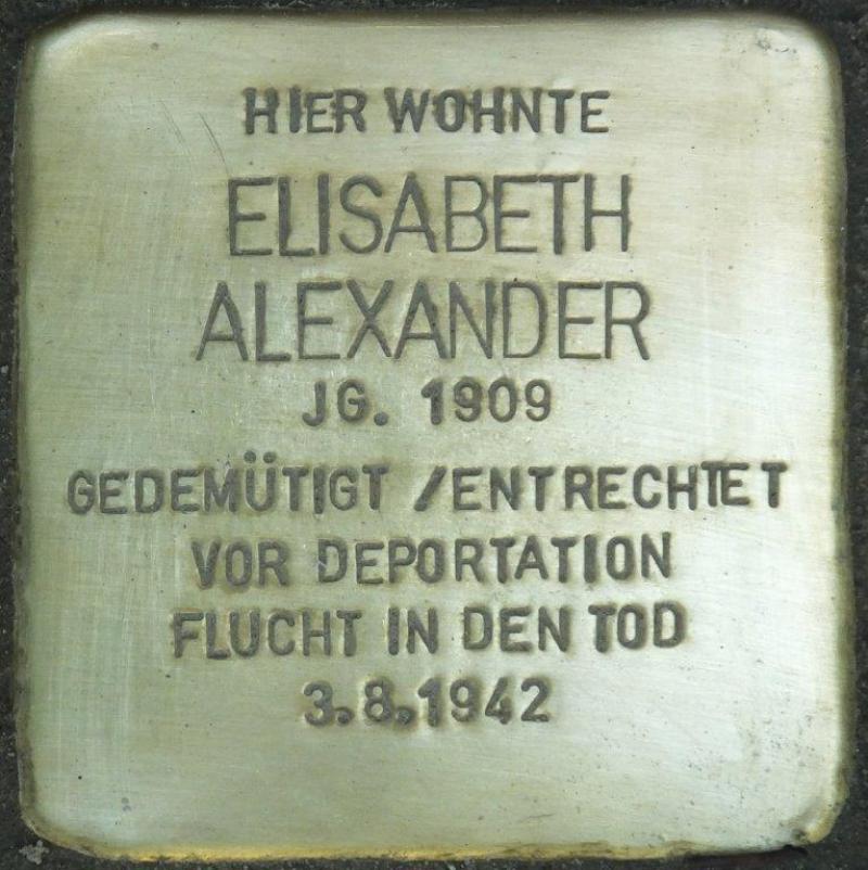 Stolperstein Elisabeth Alexander Bild: Stolpersteine-Initiative CW, Hupka