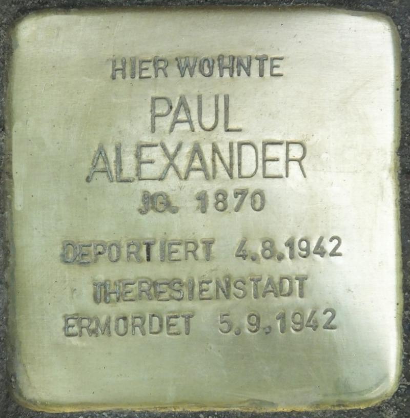 Stolperstein Paul Alexander Bild: Stolpersteine-Initiative CW, Hupka