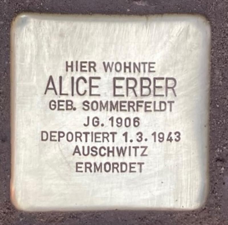 Stolperstein Alice Erber © Koordinierungsstelle Stolpersteine Berlin