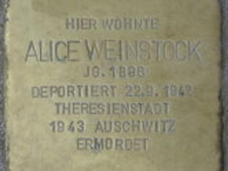 Stolperstein Alice Weinstock, Foto: H.-J. Hupka
