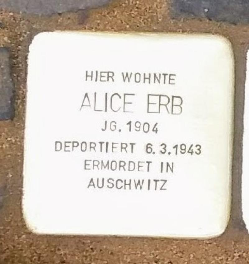 Stolperstein Alice Erb © FHXB Museum Foto: AstSchi