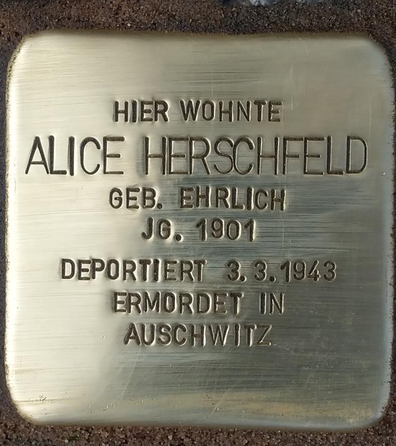 Alice Herschfeld © Koordinierungsstelle Stolpersteine Berlin