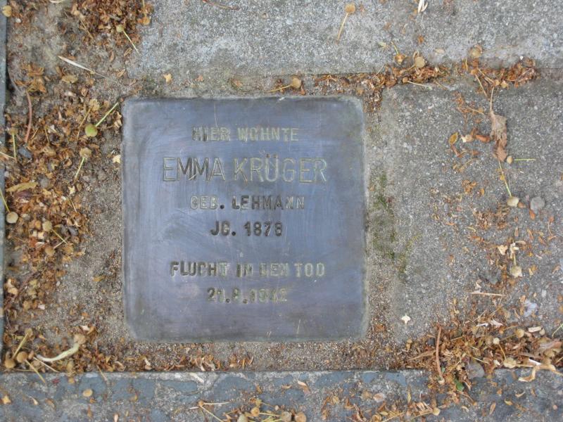 Stolperstein für Emma Krüger. Copyright: MTS