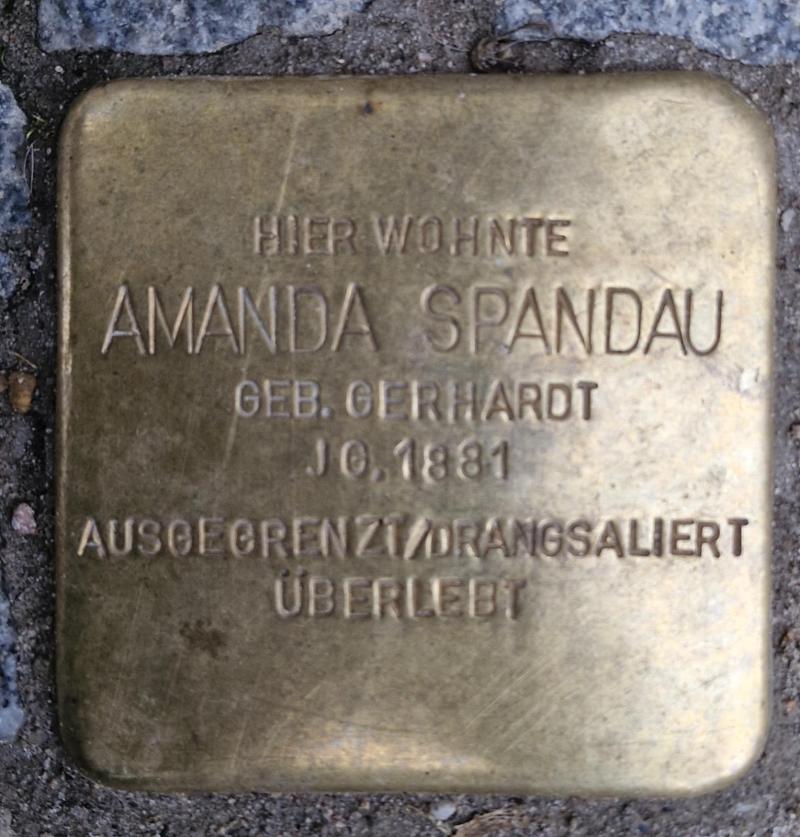 Stolperstein für Amanda Spandau © MTS