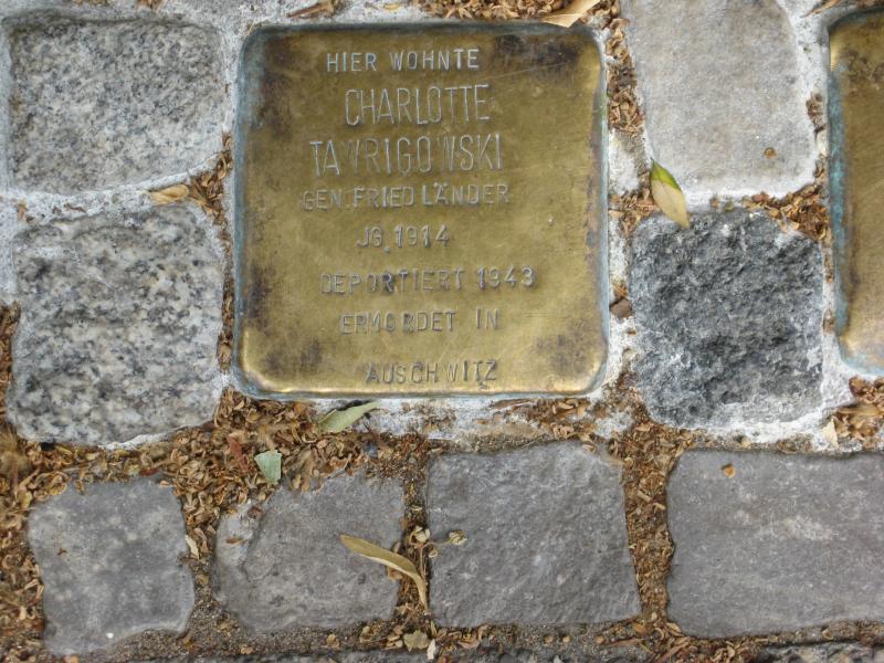 Stolperstein für Charlotte Tawrigowski, genannt Friedländer. Copyright: MTS