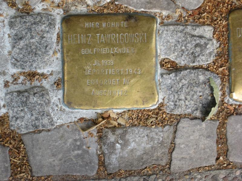 Stolperstein für Heinz Tawrigowski, genannt Friedländer. Copyright: MTS