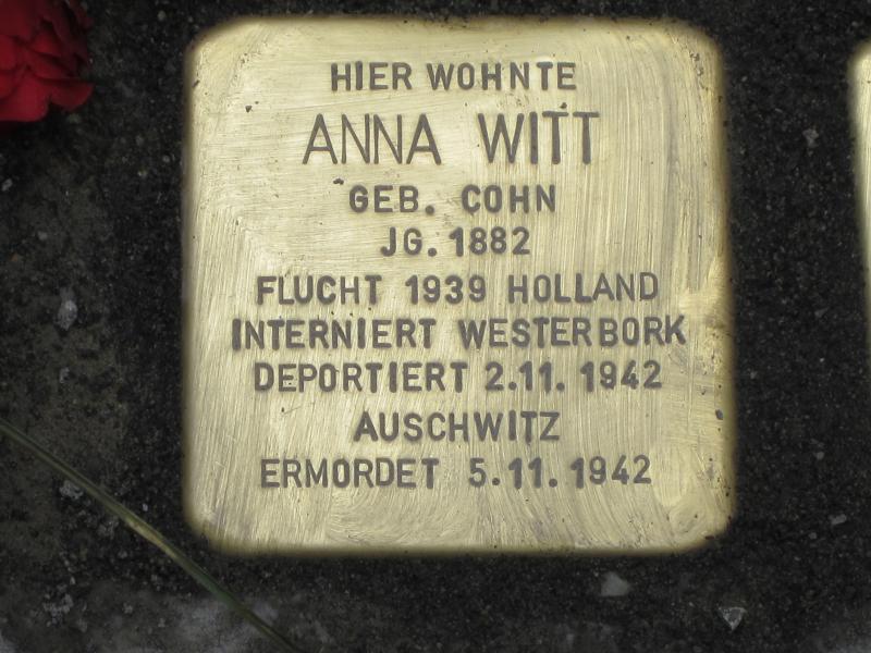 Stolperstein für Anna Witt. Copyright: MTS