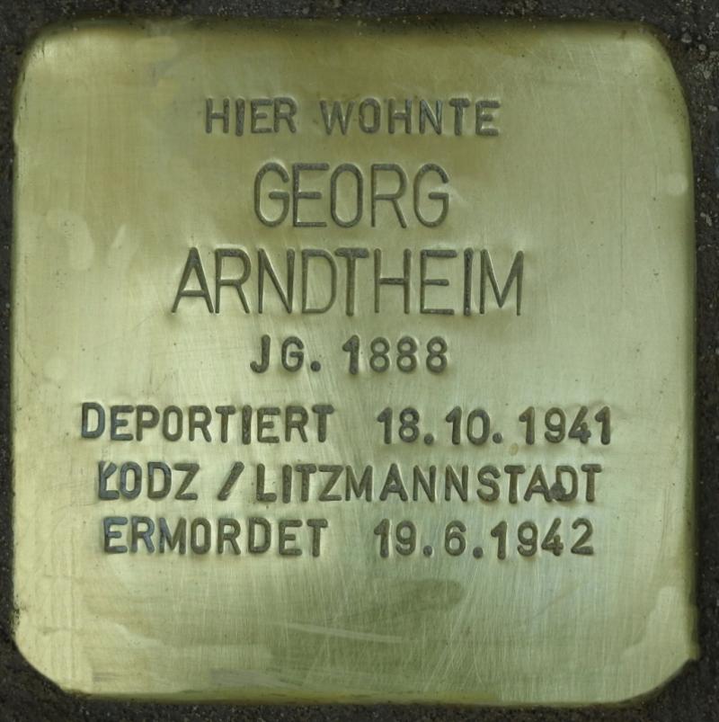 Stolperstein Georg Arndtheim Bild: Stolpersteine-Initiative CW, Hupka