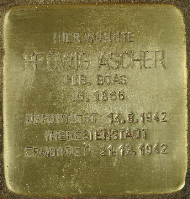 Stolperstein für Hedwig Ascher © Stolpersteine-Initiative CW, Hupka