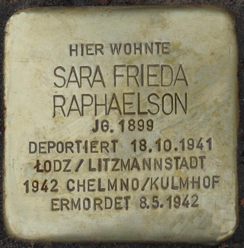 Stolperstein Sara Frieda Raphaelson, Bild: H.-J. Hupka