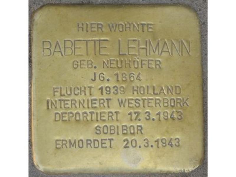 Stolperstein für Babette Lehmann