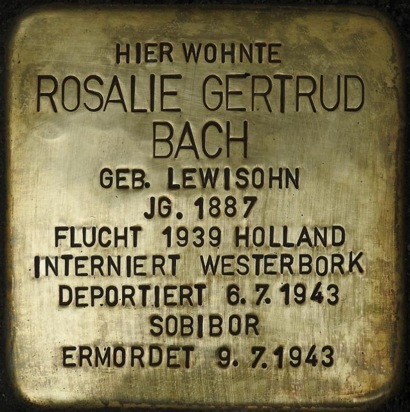 Stolperstein Rosalie Gertrud Bach Bild: Stolpersteine-Initiative CW, Hupka